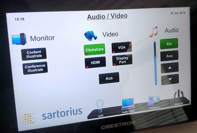 Vorherbild der Meetingraum-Software von Sartorius