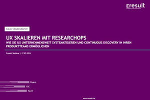 Titelbild Webinar "UX skalieren mit ResearchOps"