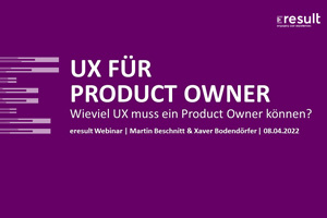 Startfolie mit Titel zum UX-Webinar "UX Basics für Product Owner"