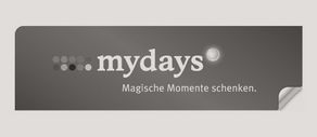 Schwarzweiß Logo der mydays GmbH.