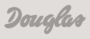 Schwarzweiß Logo der Douglas GmbH.