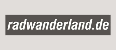 Schwarzweiß Logo der Website www.radwanderland.de. 